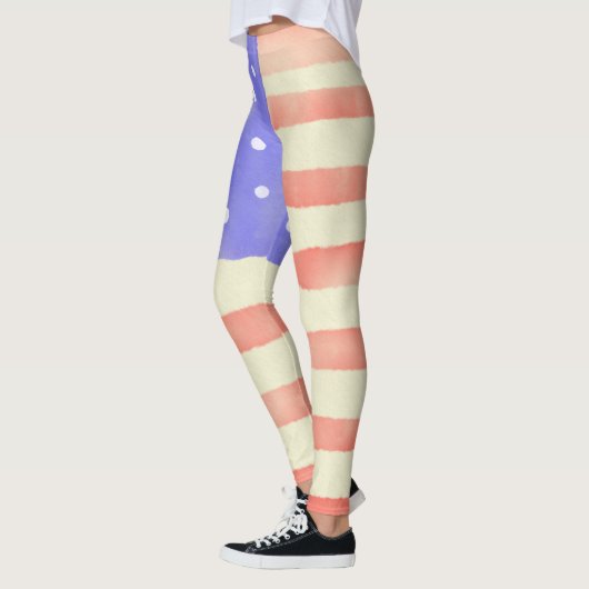Waterverf Rustische Amerikaanse vlag Leggings (Links)