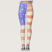 Waterverf Rustische Amerikaanse vlag Leggings (Voorkant)