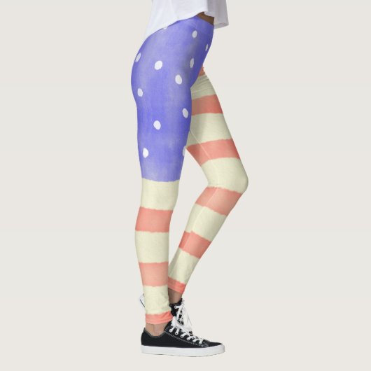 Waterverf Rustische Amerikaanse vlag Leggings (Rechts)