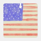 Waterverf Rustische Amerikaanse vlag Metalen Ornament (Voorkant)