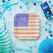 Waterverf Rustische Amerikaanse vlag Papieren Bordje (Feest)