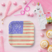 Waterverf Rustische Amerikaanse vlag Papieren Bordje (Feest)