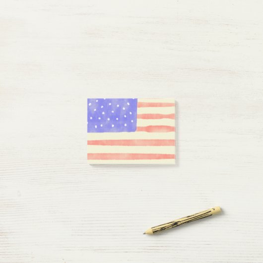 Waterverf Rustische Amerikaanse vlag Post-it® Notes (Op bureau)