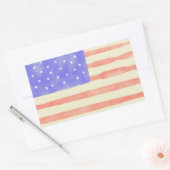 Waterverf Rustische Amerikaanse vlag Rechthoekige Sticker (Envelop)