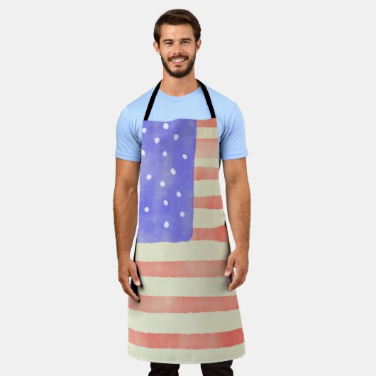 Waterverf Rustische Amerikaanse vlag Schort (Gedragen)