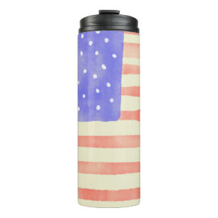 Waterverf Rustische Amerikaanse vlag Thermosbeker