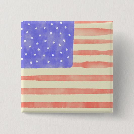 Waterverf Rustische Amerikaanse vlag Vierkante Button 5,1 Cm (Voorkant)