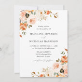 Waterverf Rustische Herfst Floral Wedding Kaart (Voorkant)