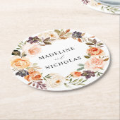 Waterverf Rustische Herfst Floral Wedding Ronde Kartonnen Onderzetter (Gebogen)
