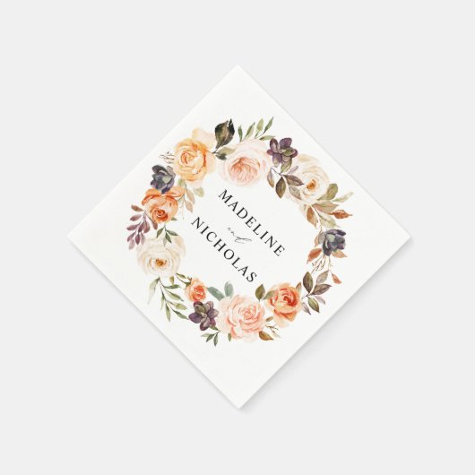 Waterverf Rustische Herfst Floral Wedding Servet (Hoek)