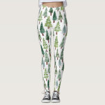 Waterverf Rustische pijnboom Winterbos   Leggings<br><div class="desc">Praktisch waterverf winterpijnboompatroon</div>