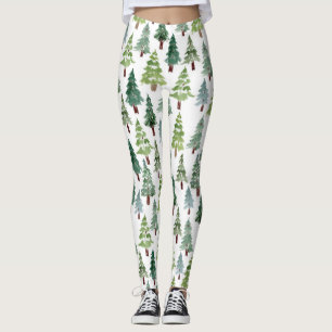Waterverf Rustische pijnboom Winterbos   Leggings