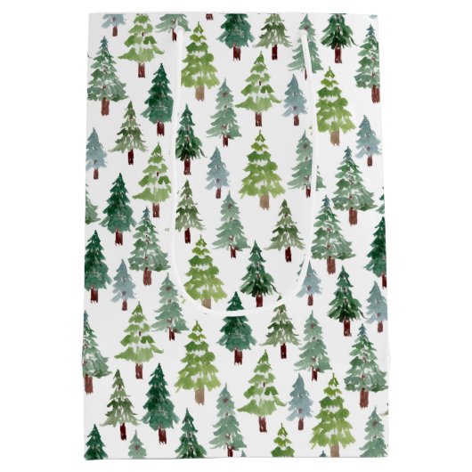  Waterverf Rustische pijnboom Winterbos   Medium Cadeauzakje (Achterkant)