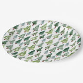 Waterverf Rustische pijnboom Winterbos Papieren Bordje (Gekanteld)