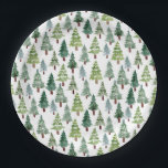 Waterverf Rustische pijnboom Winterbos  Papieren Bordje<br><div class="desc">Praktisch waterverf winterpijnboompatroon</div>