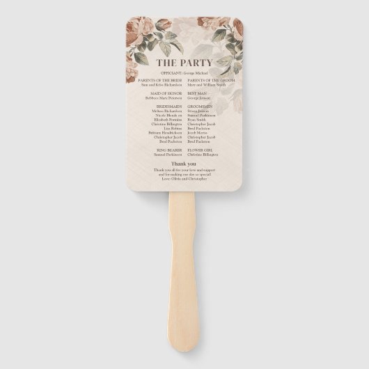  waterverf Rusty Terracotta roos Programma Handwaaier (Achterkant)