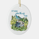 Waterverf RV Motorhome Camping Scene Keramisch Ornament (Rechts)