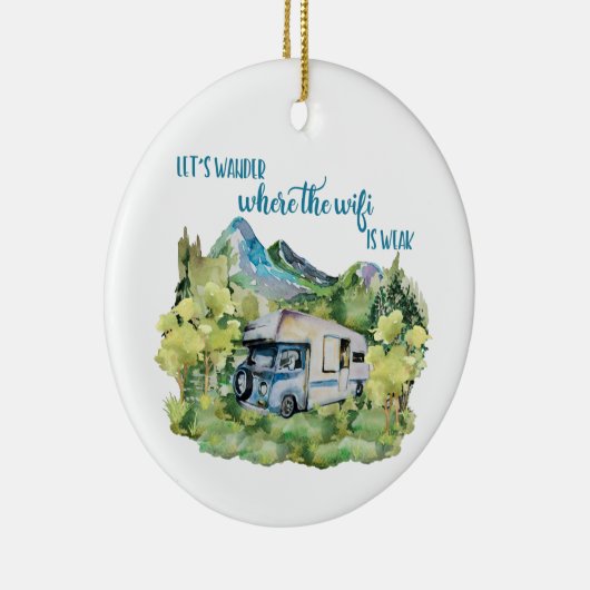 Waterverf RV Motorhome Camping Scene Keramisch Ornament (Rechts)