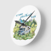 Waterverf RV Motorhome Camping Scene Ronde Klok (Hoek)