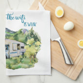 Waterverf RV Motorhome Camping Scene Theedoek (Quarter Fold)