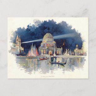 Waterverf 's nachts in de grote rechtbank Briefkaart