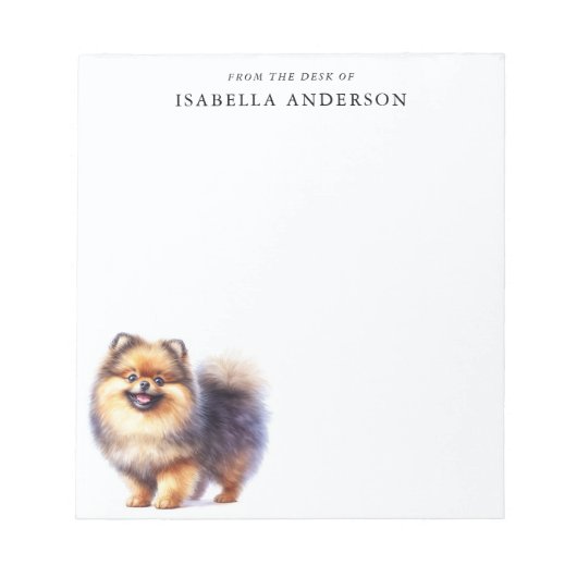 Waterverf Sable Pomeranian van het bureau van Notitieblok (Voorkant)
