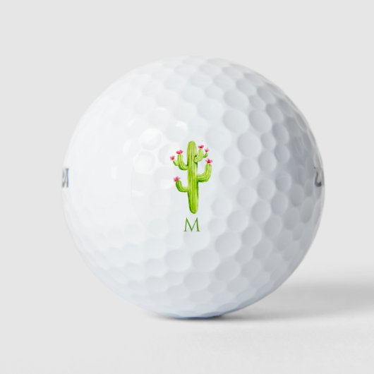 waterverf sacharose monogram cactus groene natuur golfballen (Voorkant)