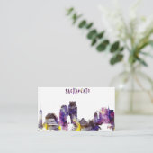 Waterverf Sacramento Skyline Visitekaartje (Staand voorkant)