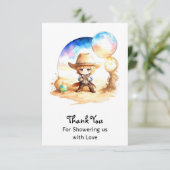 Waterverf: Saddle Up Cowboy Baby shower Bedankkaart (Staand voorkant)