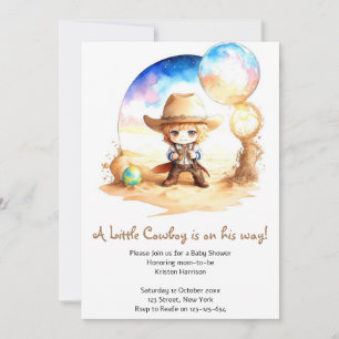 Waterverf: Saddle Up Cowboy Baby shower Kaart