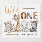 Waterverf Safari 1e Verjaardag Mousserende Wijnlab Sparkling Wijnetiket (Enkel label)