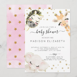 Waterverf Safari Animal Baby shower Uitnodiging