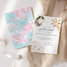 Waterverf Safari Animal Gender Release Invitation