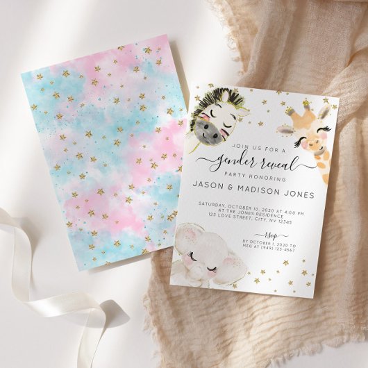 Waterverf Safari Animal Gender Release Invitation Aankondiging