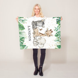 Waterverf Safari Animals Baby Boy Nursery Fleece Deken