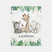 Waterverf Safari Animals Baby Boy Nursery Fleece Deken (Voorkant)
