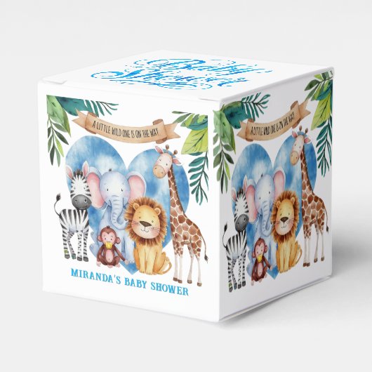 Waterverf Safari Animals Baby shower Bedankdoosjes (Voorkant Zijde)