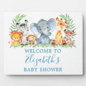 Waterverf Safari Animals Baby shower Blue Fotoplaat (Voorkant)