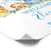 Waterverf Safari Animals Baby shower Blue Poster (Hoek)