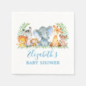 Waterverf Safari Animals Baby shower Blue Servet (Voorkant)