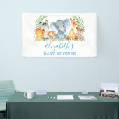 Waterverf Safari Animals Baby shower Blue Spandoek (Beurs)
