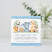 Waterverf Safari Animals Baby shower Blue Square Kaart (Staand voorkant)