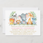 Waterverf Safari Animals Baby shower Gold Pink Kaart (Voorkant)