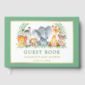 Waterverf Safari Animals Baby shower Green Gastenboek (Voorkant)