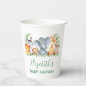 Waterverf Safari Animals Baby shower Green Papieren Bekers (Voorkant)