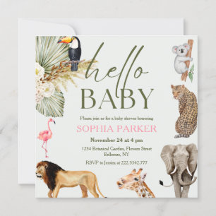 Waterverf Safari Animals Baby shower Kaart