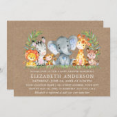 Waterverf Safari Animals Baby shower Kraft Kaart (Voorkant / Achterkant)