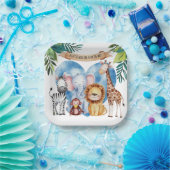 Waterverf Safari Animals Baby shower Papieren Bordje (Feest)