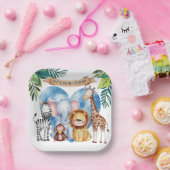 Waterverf Safari Animals Baby shower Papieren Bordje (Feest)