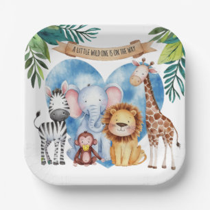 Waterverf Safari Animals Baby shower Papieren Bordje